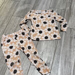 Posh Peanut Floral Kids Pajama Set - Tan and Black